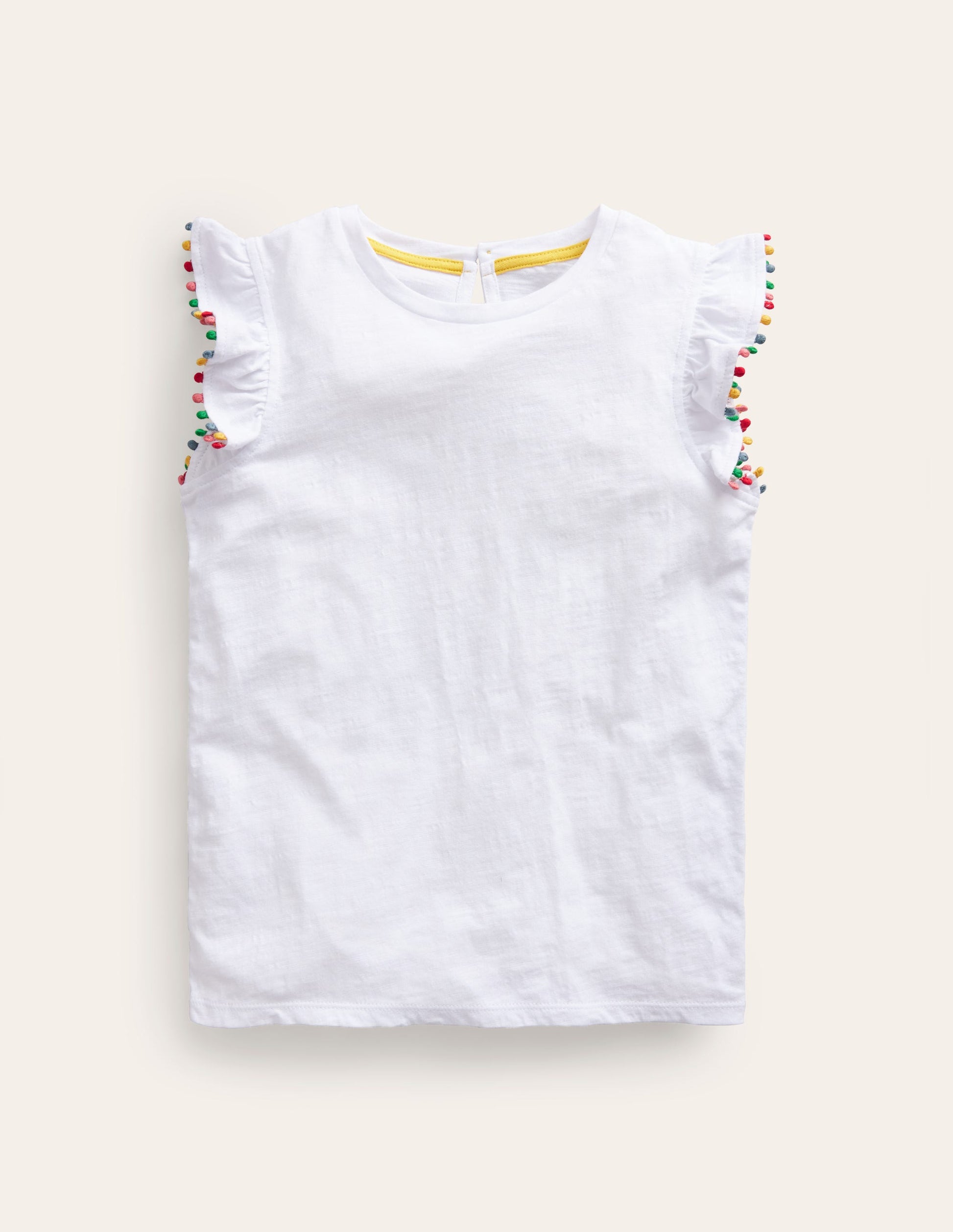 T-shirt à pompons-Blanc-1