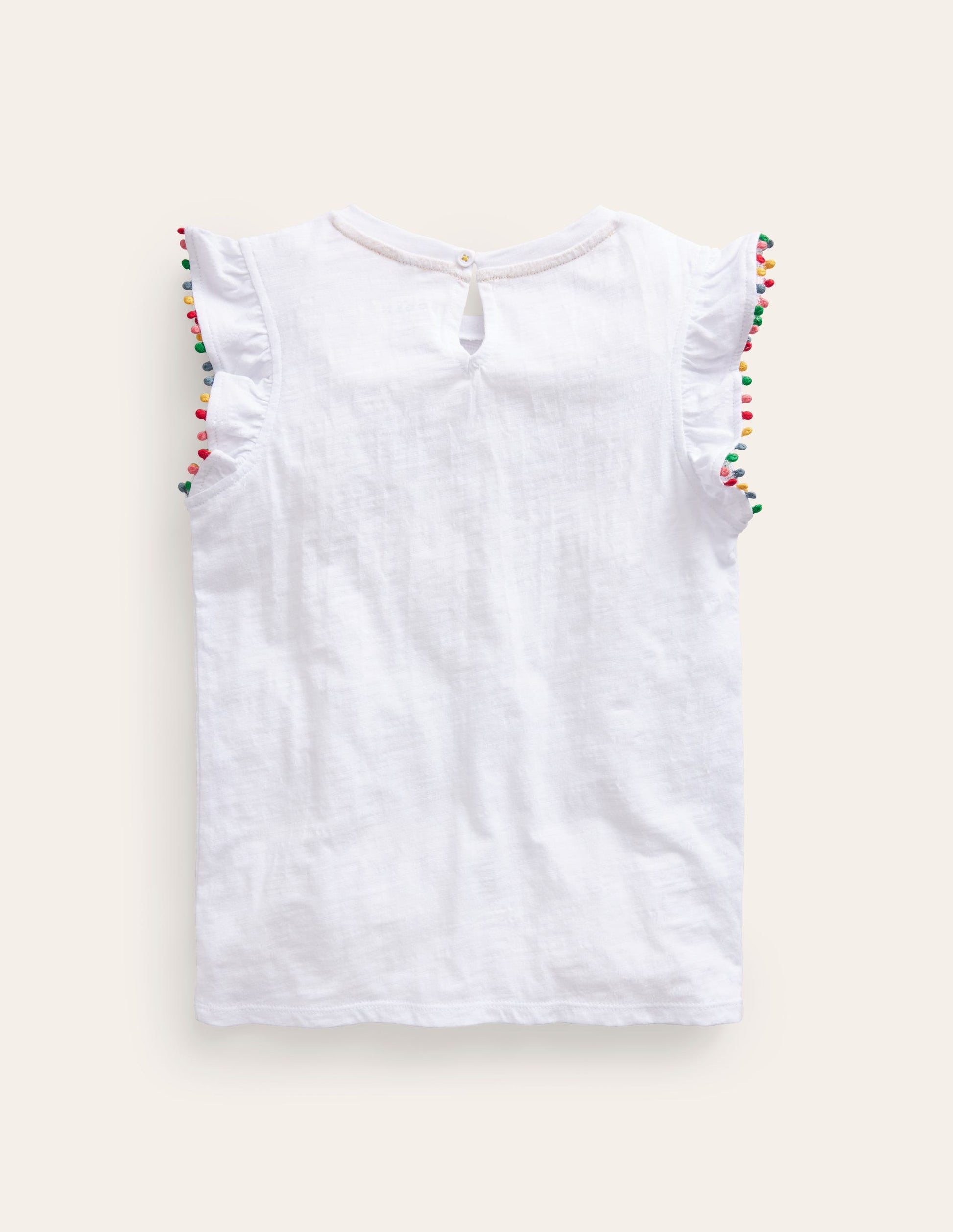 T-shirt à pompons-Blanc-2