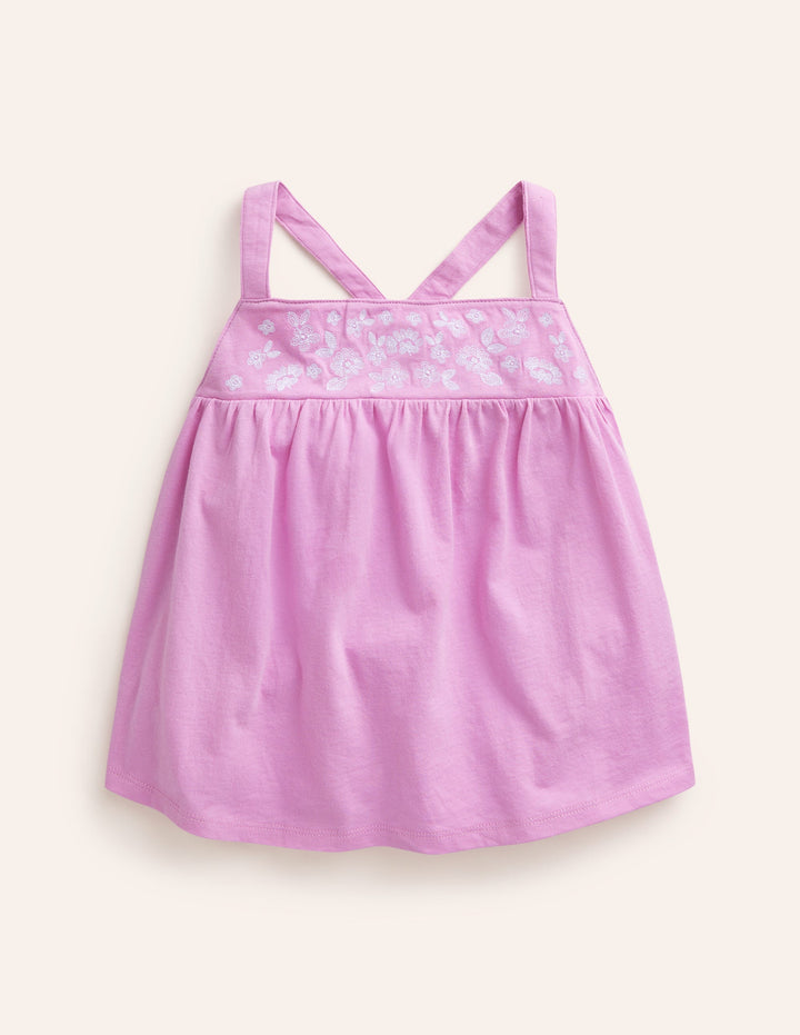 Embroidered Jersey Vest-Cosmos Pink