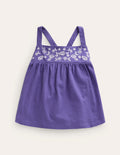 Besticktes Jersey-Oberteil-Tiefblau