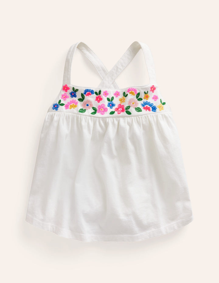 Embroidered Jersey Vest-White