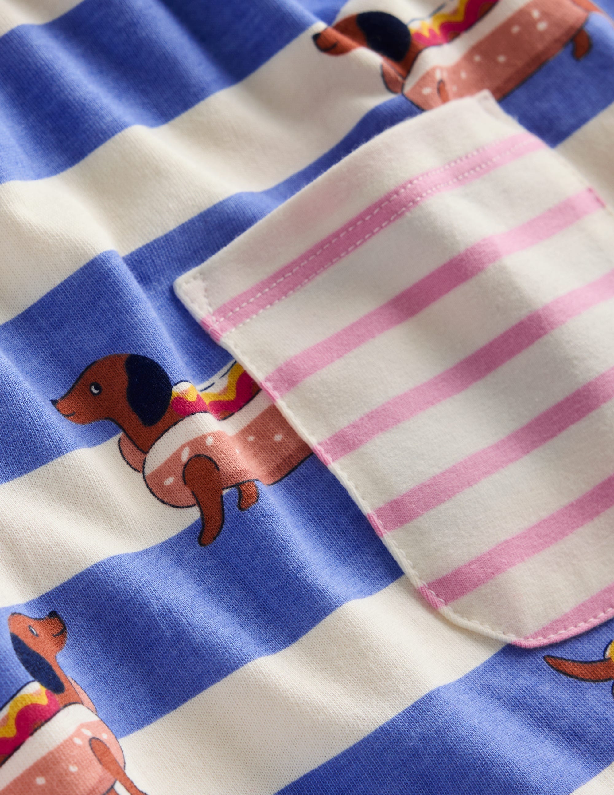 Kurzärmeliges bedrucktes Tunika-Set-Surfblau Hotdog - Image 3