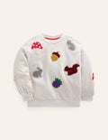 Sweat graphique en bouclé-Avoine