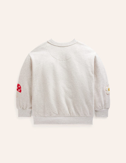 Bouclé-Sweatshirt mit Grafik-Beige