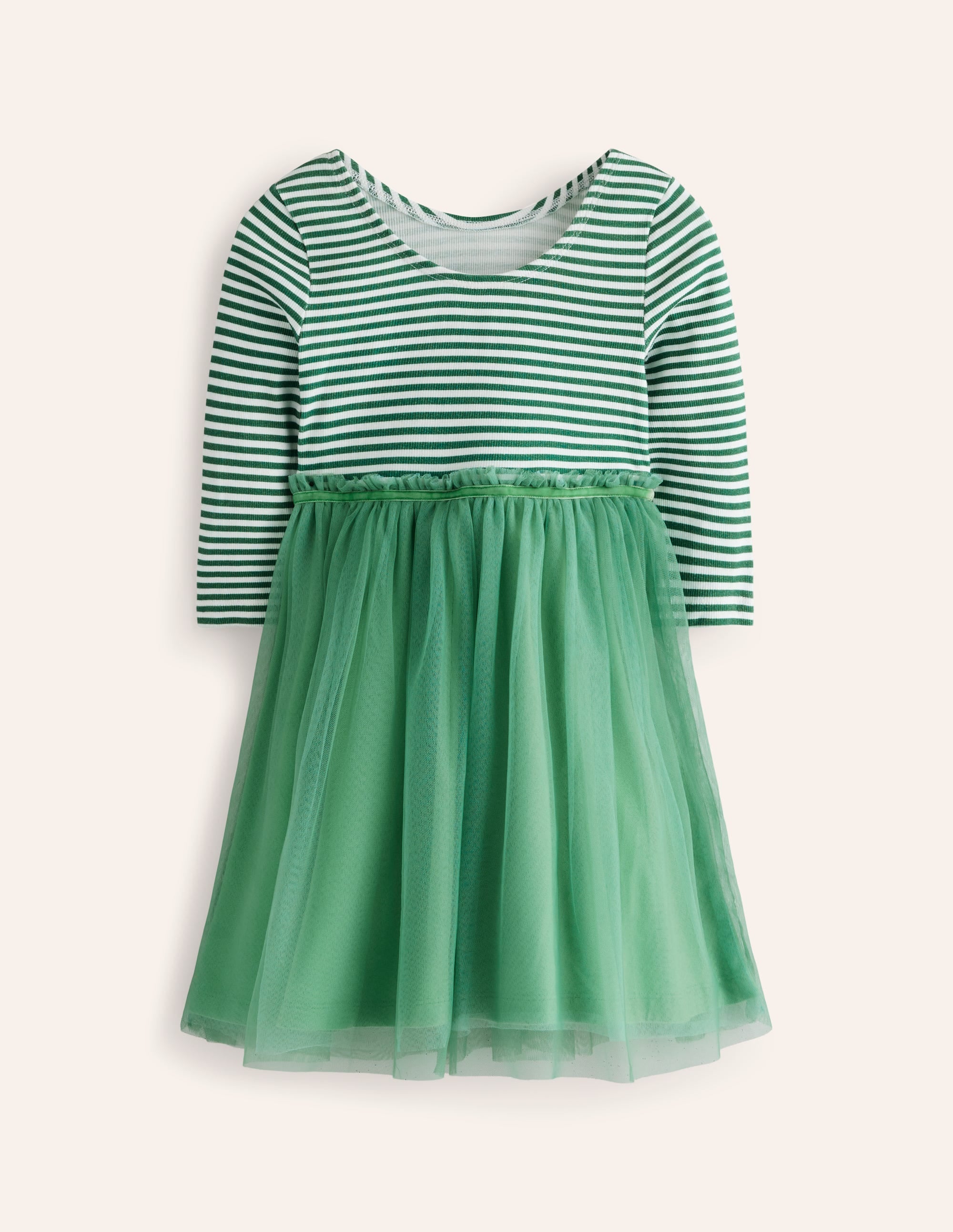 Robe à bordures côtelées en tulle et jersey-Aquamarine - Image 2