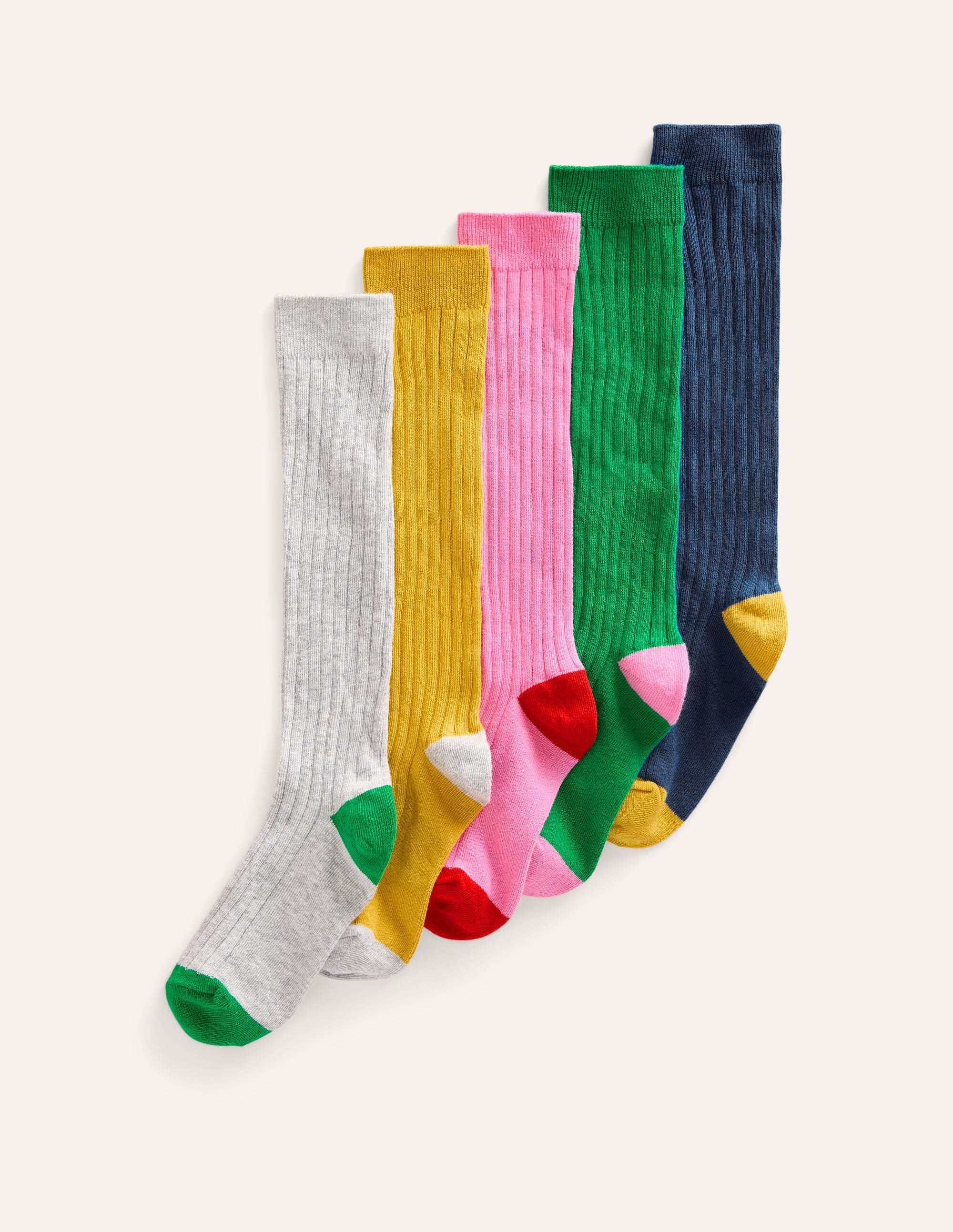 5 paires de chaussettes côtelées montantes-Arc-en-ciel - Image 1