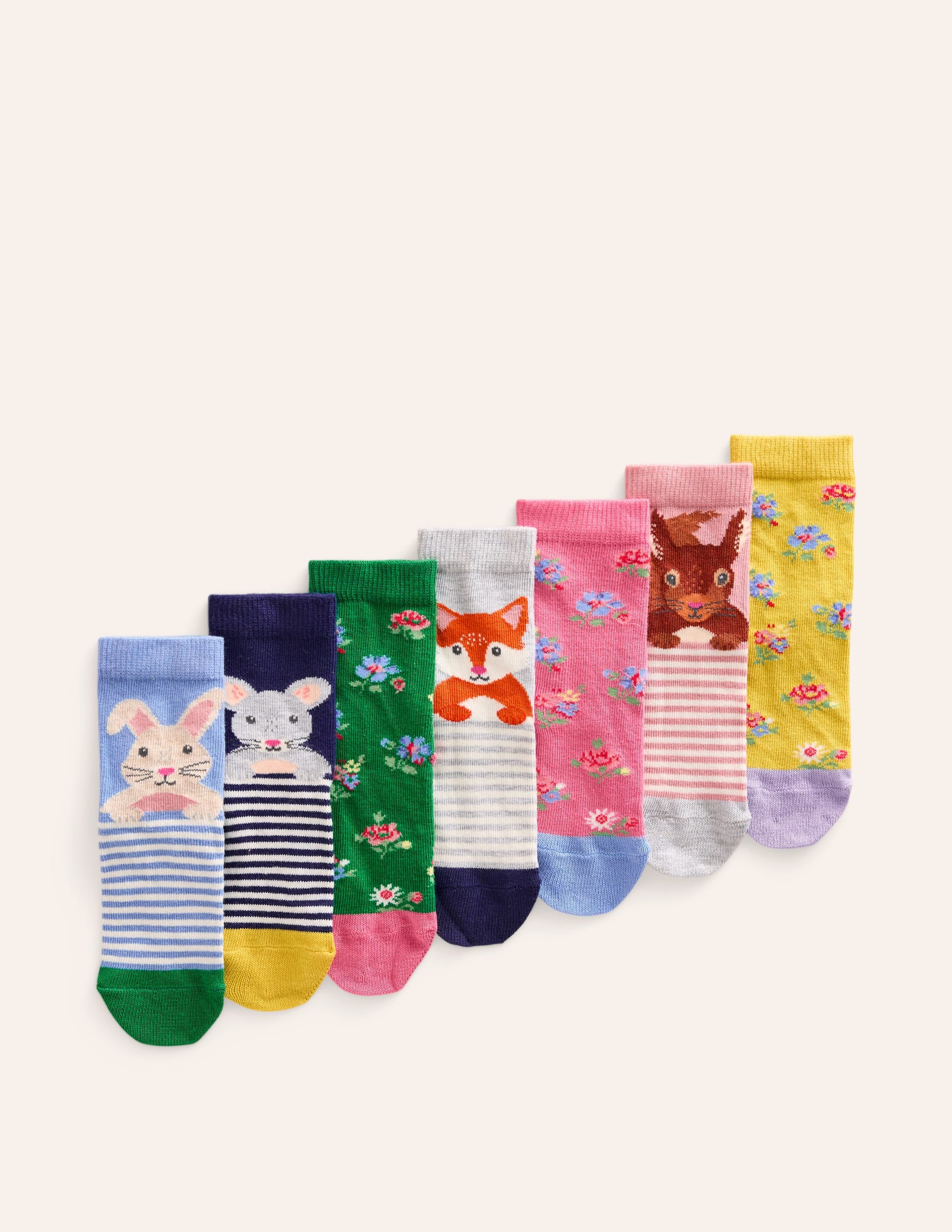 7 paires de chaussettes-Animaux floraux multi - Image 1