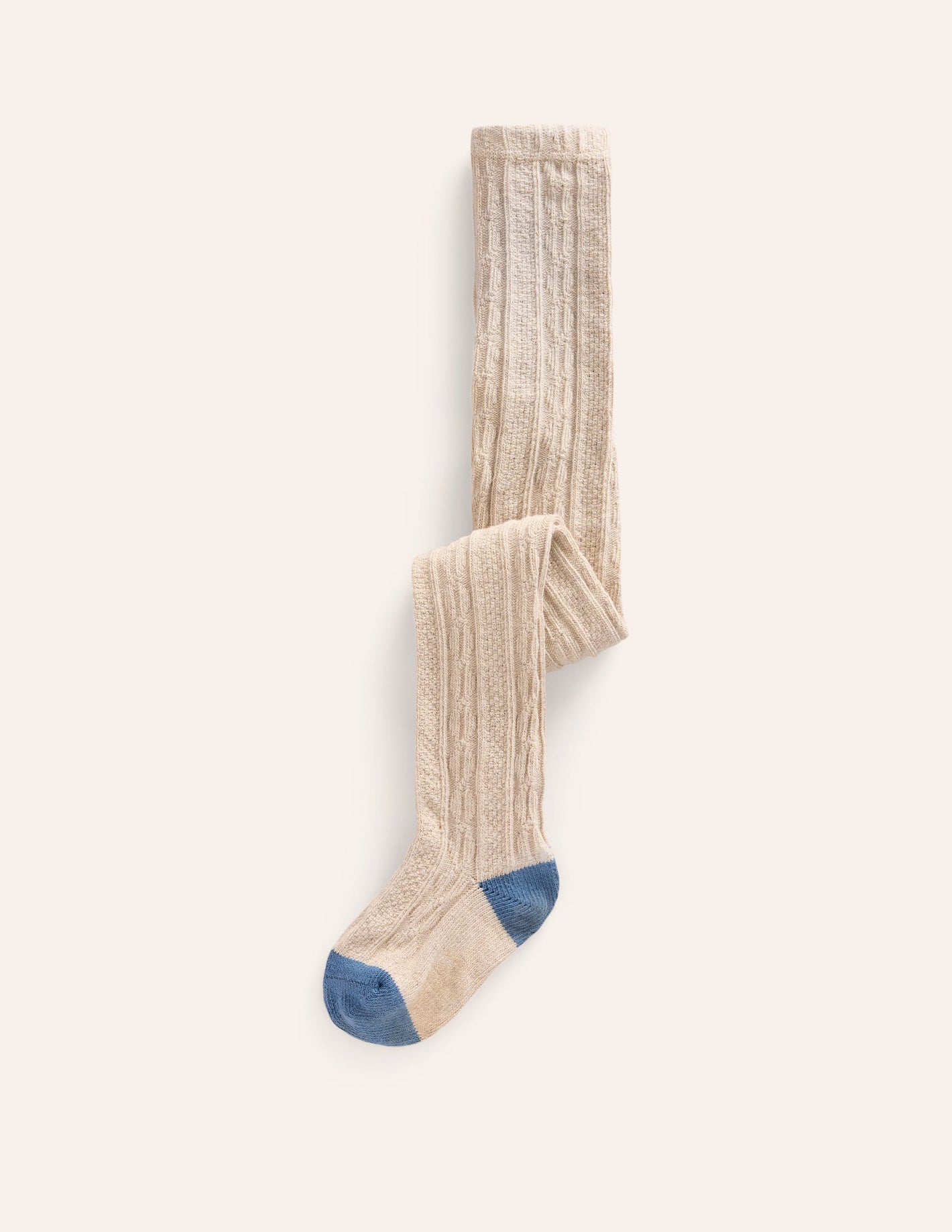 Strumpfhose mit Zopfstrickmuster-Beige