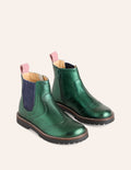Bottines Chelsea en cuir-Vert métallisé