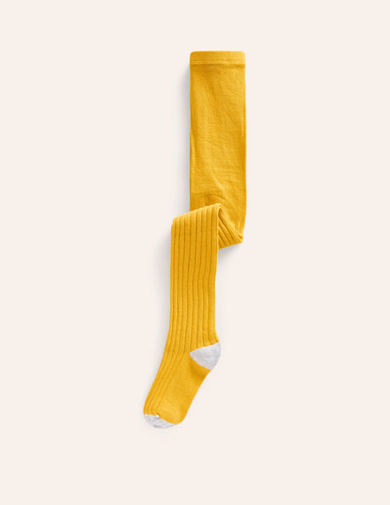 Strumpfhose aus Rippstrick-Honiggelb