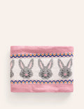 Snood en maille motif jacquard-Lapins rose vintage