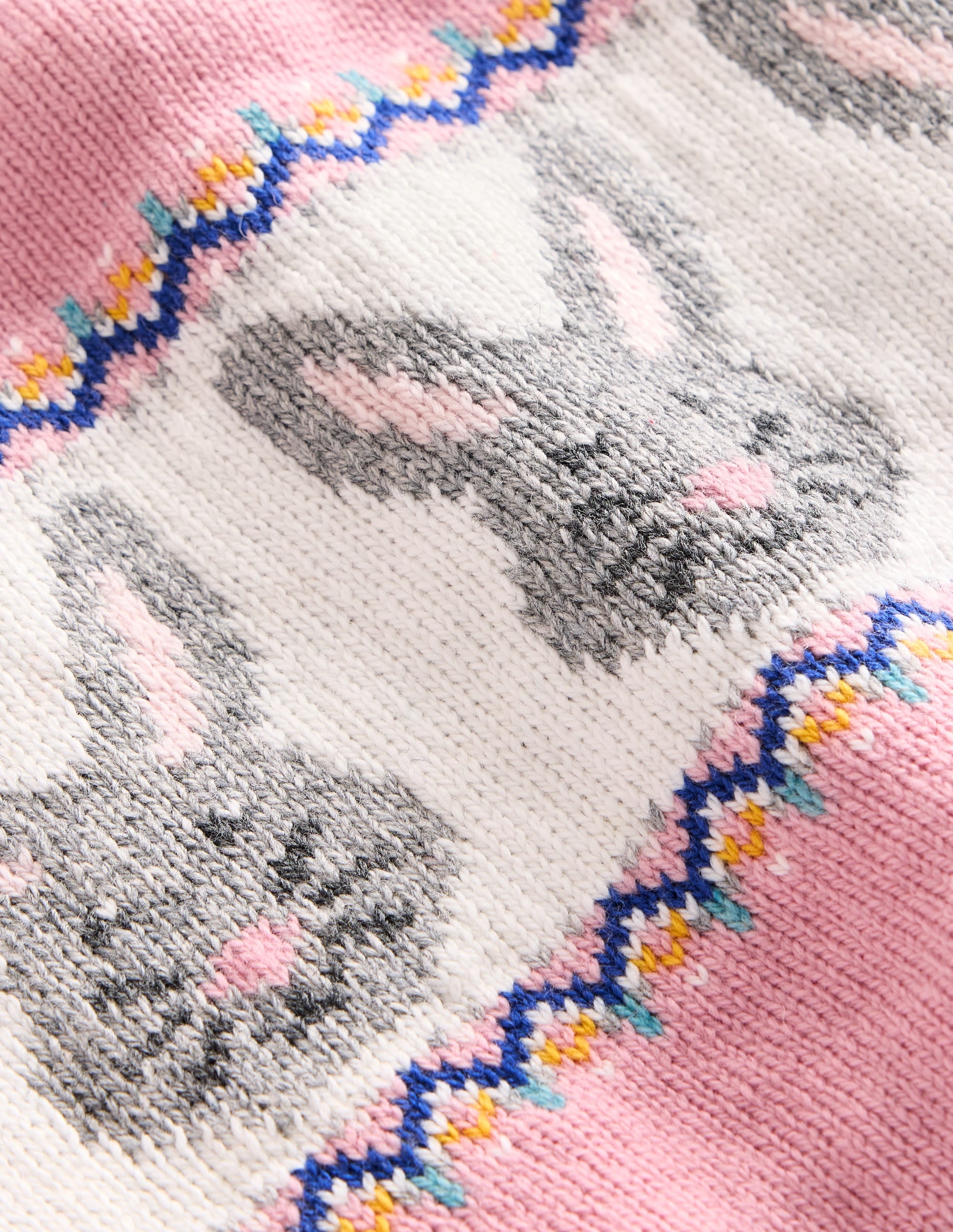 Snood en maille motif jacquard-Lapins rose vintage - Image 2