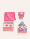 Ensemble en maille motif jacquard-Fleurs pétale de rose