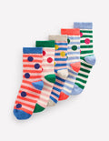 5 paires de chaussettes-Pois et rayures multi