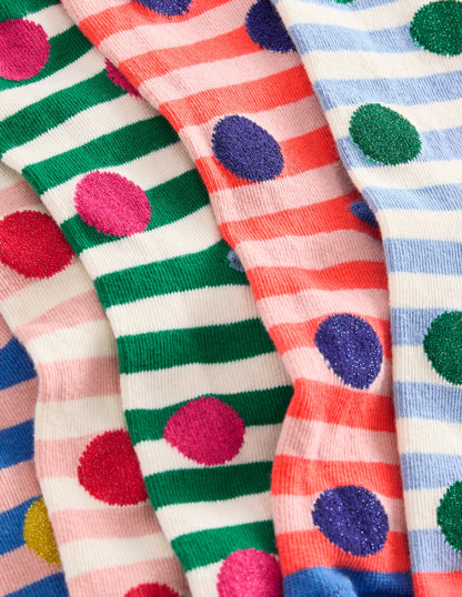 Socken im 5er-Pack-Bunt Punkte und Streifen