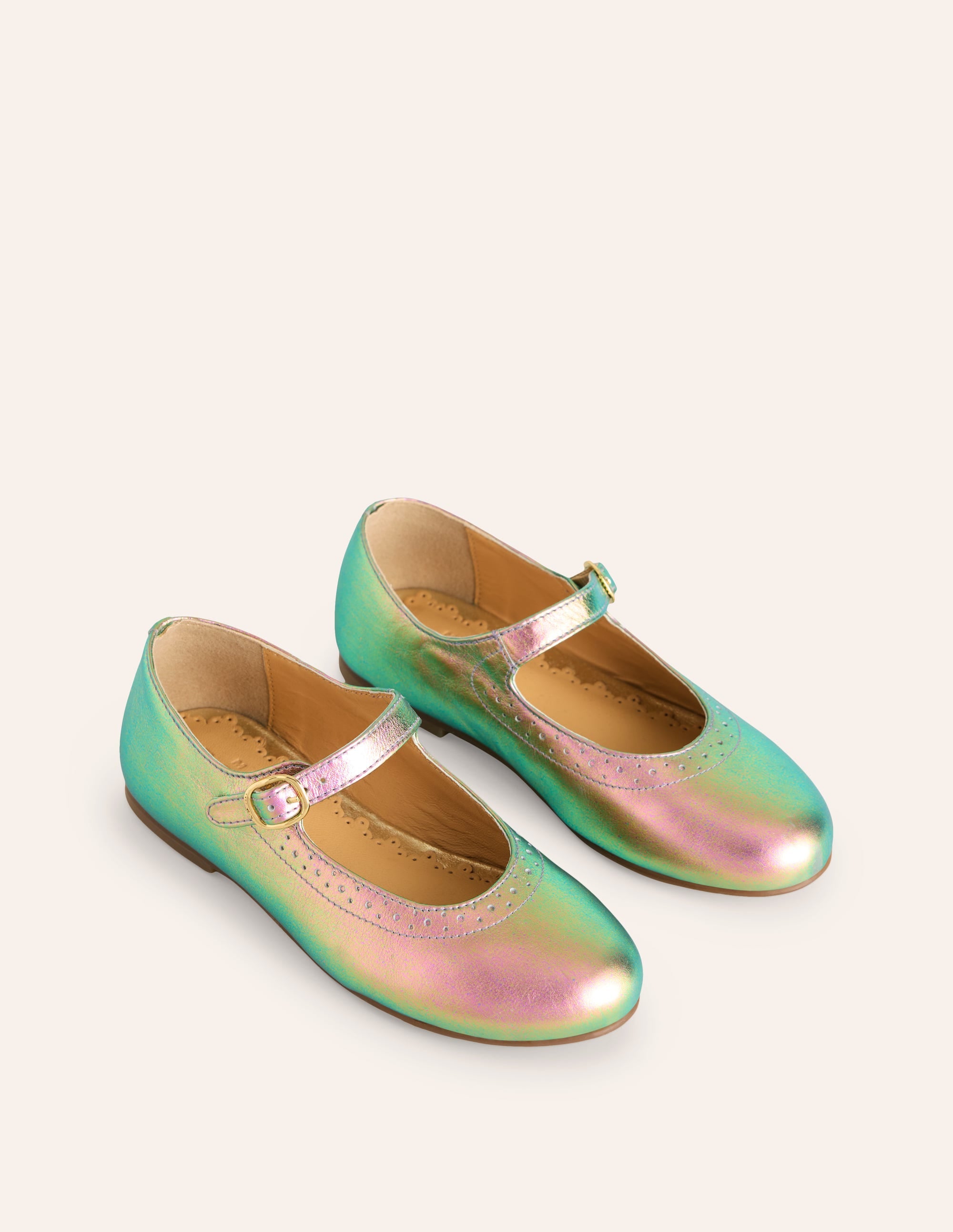 Mary Janes aus Leder-Schillerndes Gold-Metallic - Image 2