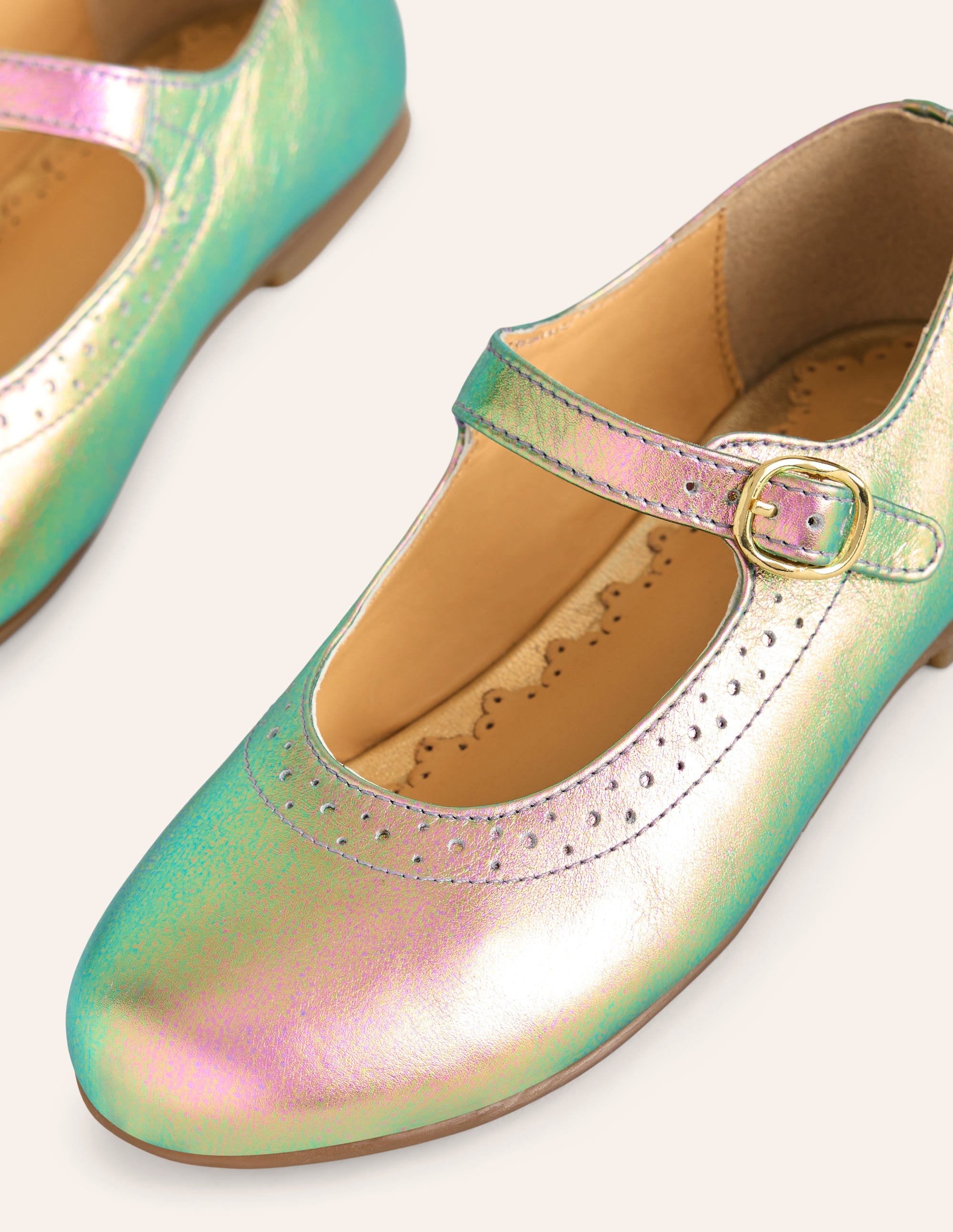 Mary Janes aus Leder-Schillerndes Gold-Metallic - Image 3