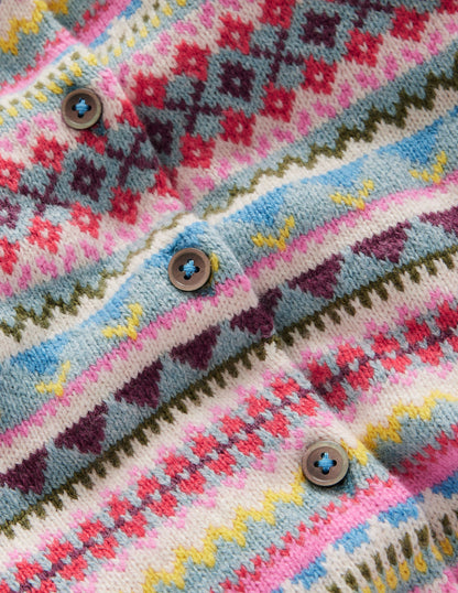 Cardigan Edie à motif jacquard-Motif jacquard bleu ruisseau