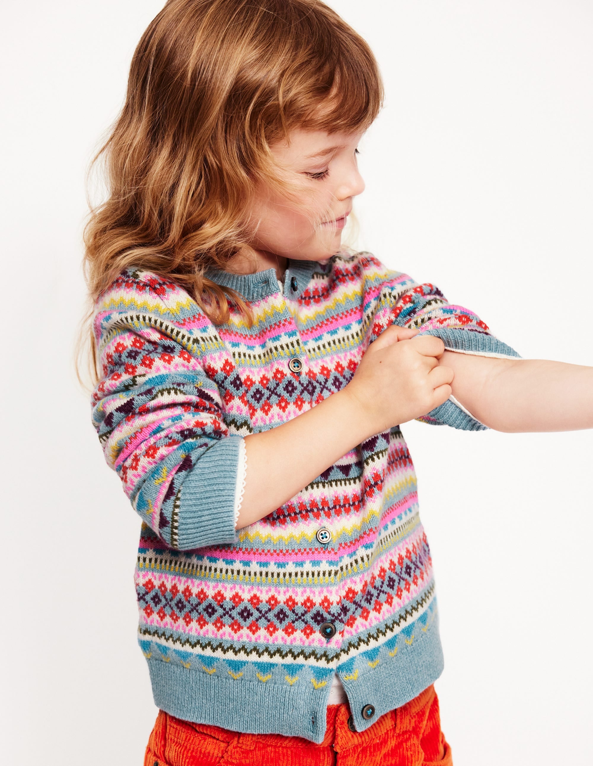 Cardigan Edie à motif jacquard-Motif jacquard bleu ruisseau - Image 9