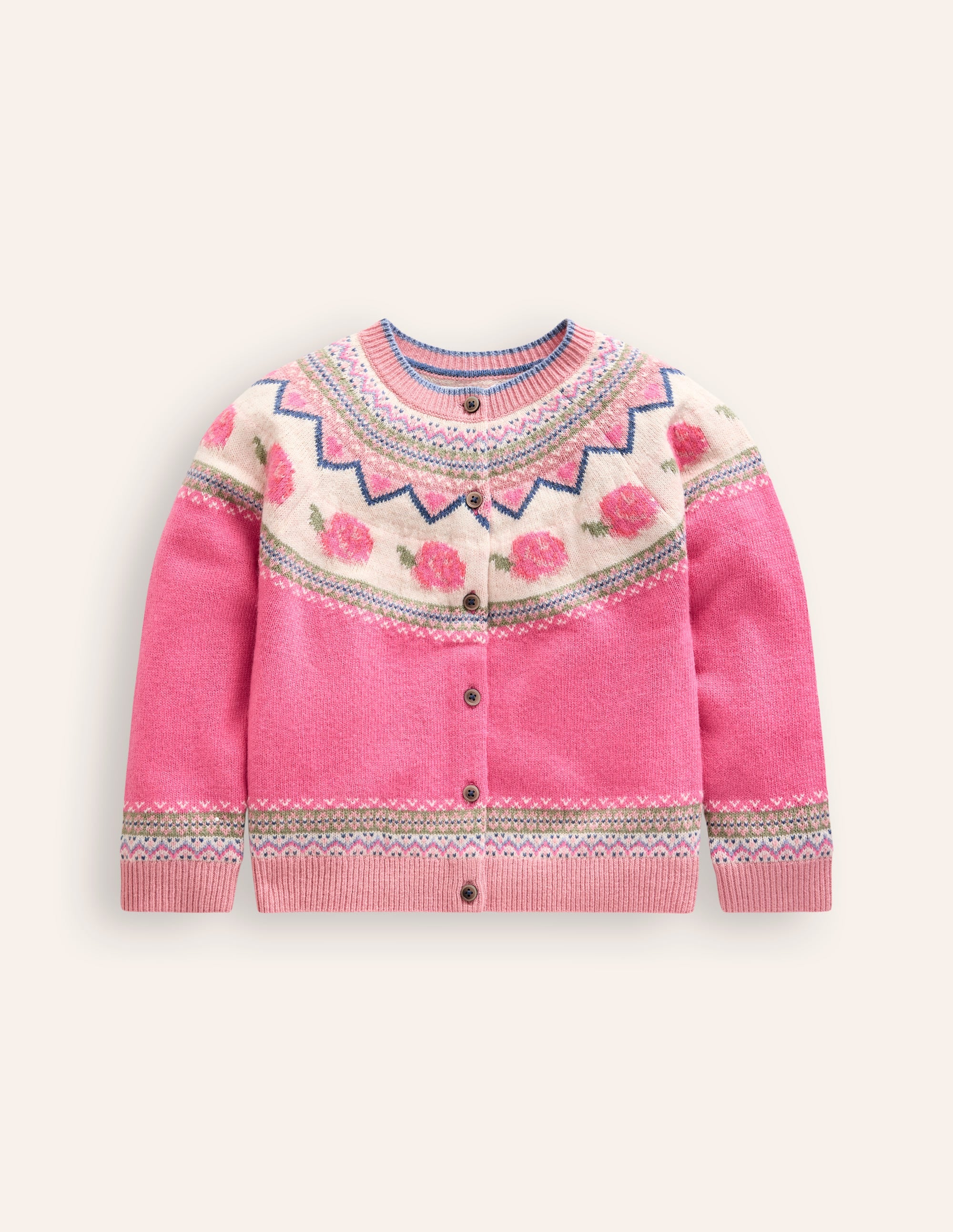 Edie Fair-Isle-Strickjacke-Mineral Blue Confetti Spot - Image 3