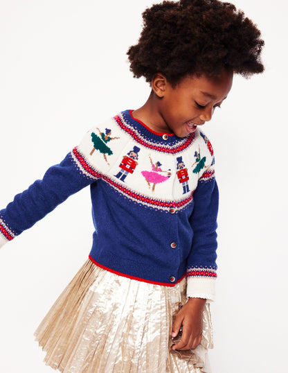 Cardigan Edie à motif jacquard-Casse-noisettes bleu saphir-3