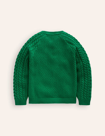 Cable Cardigan-Deep Green