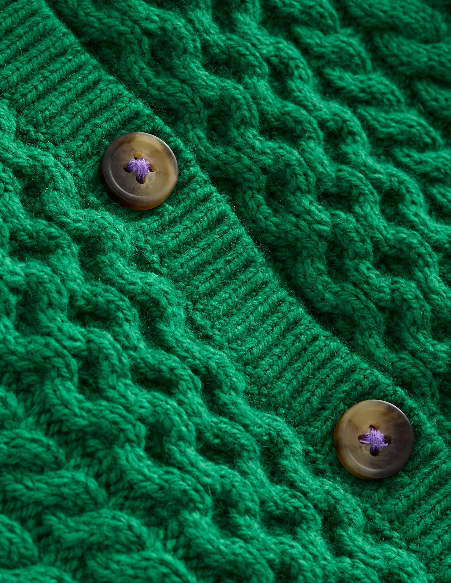 Cable Cardigan-Deep Green