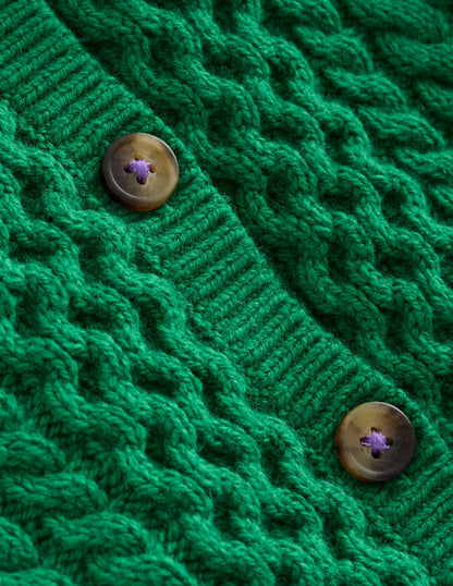 Cable Cardigan-Deep Green