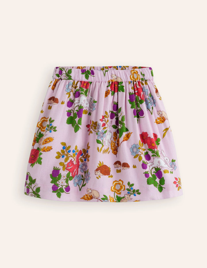 Printed Pull-On Twirly Skirt-French Pink Forrest