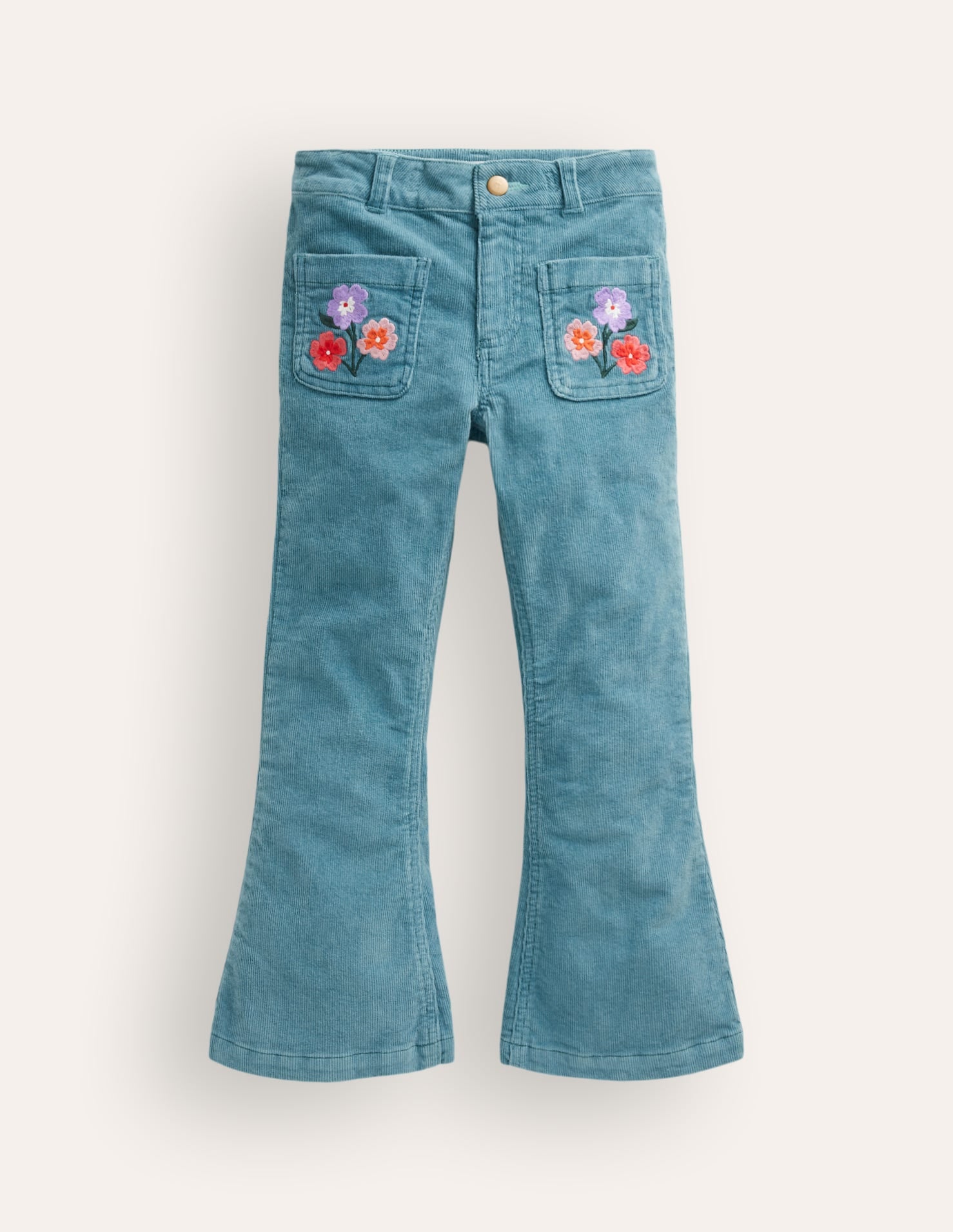 Pantalon évasé-Broderie florale pied d'alouette - Image 1