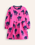 Robe-sweat à envers bouclé-Chats rose bonheur
