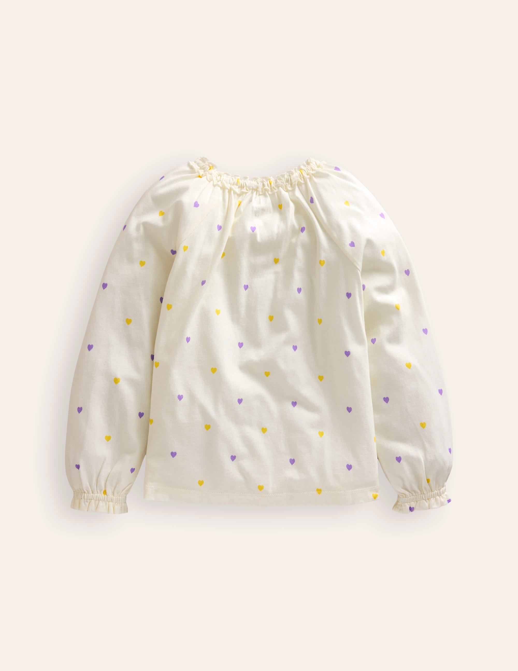 Blouse en jersey à col volanté-Petits coeurs ivoire - Image 2