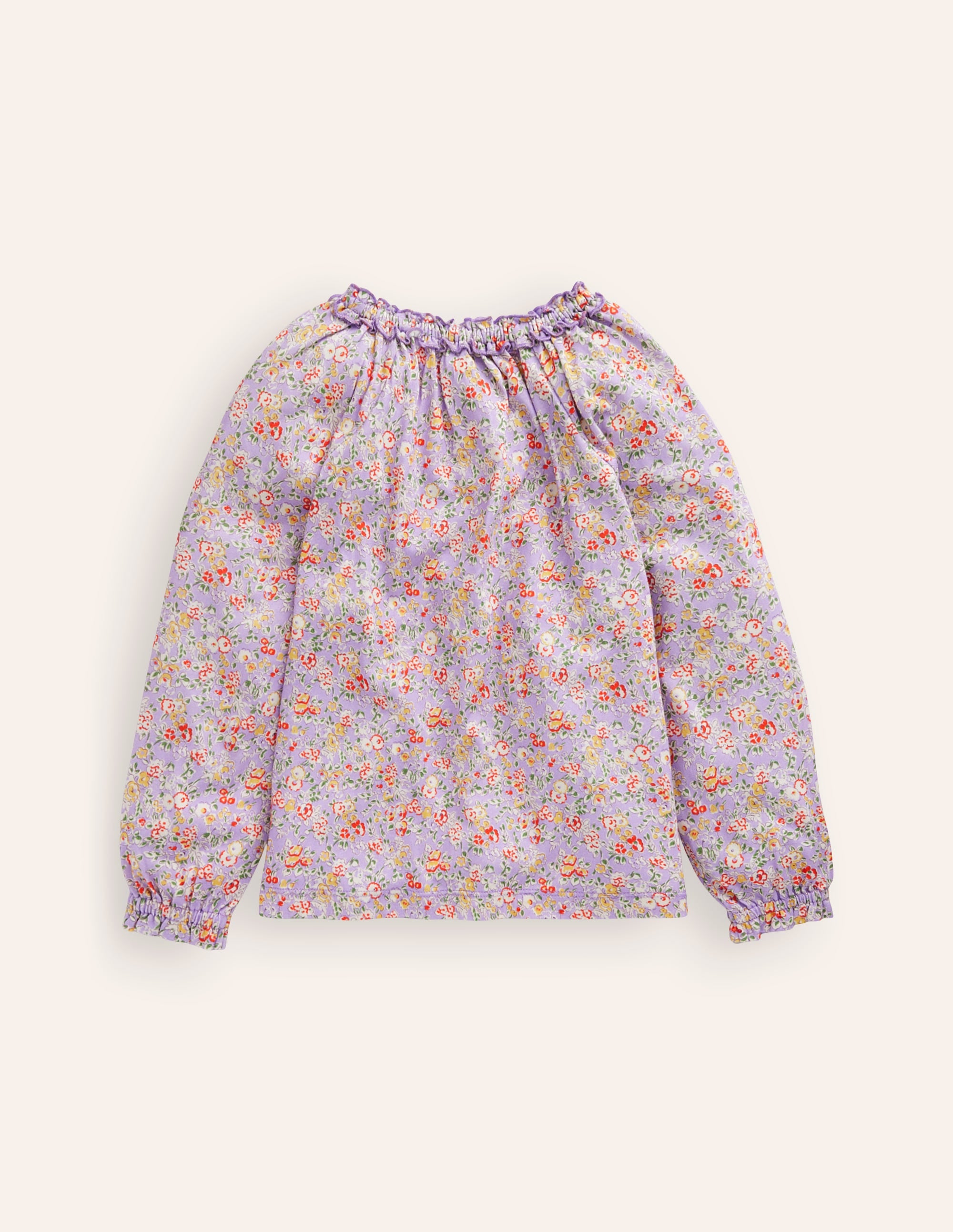 Jerseybluse mit Rüschenausschnitt-Flieder Vintage Blumenmuster - Image 2