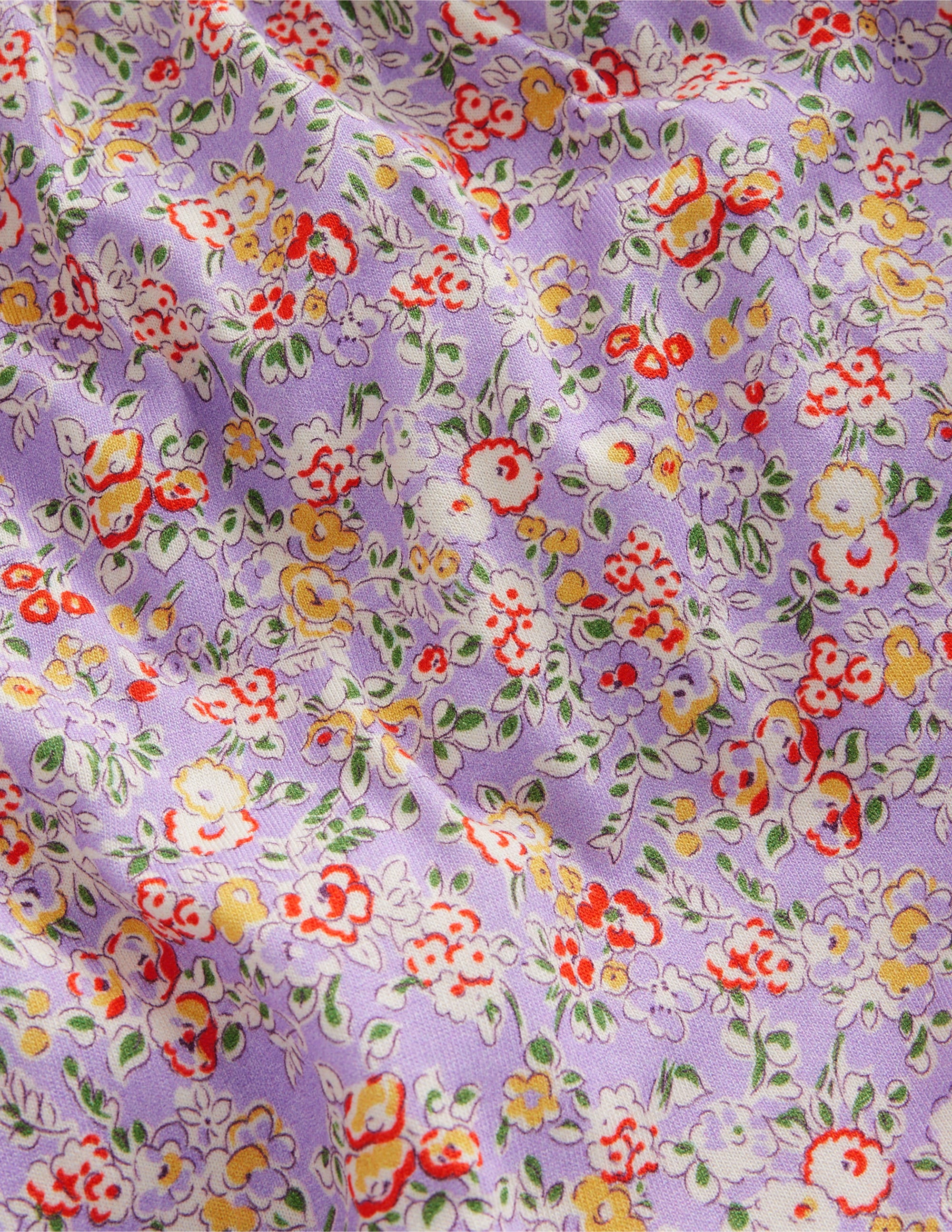 Jerseybluse mit Rüschenausschnitt-Flieder Vintage Blumenmuster - Image 3