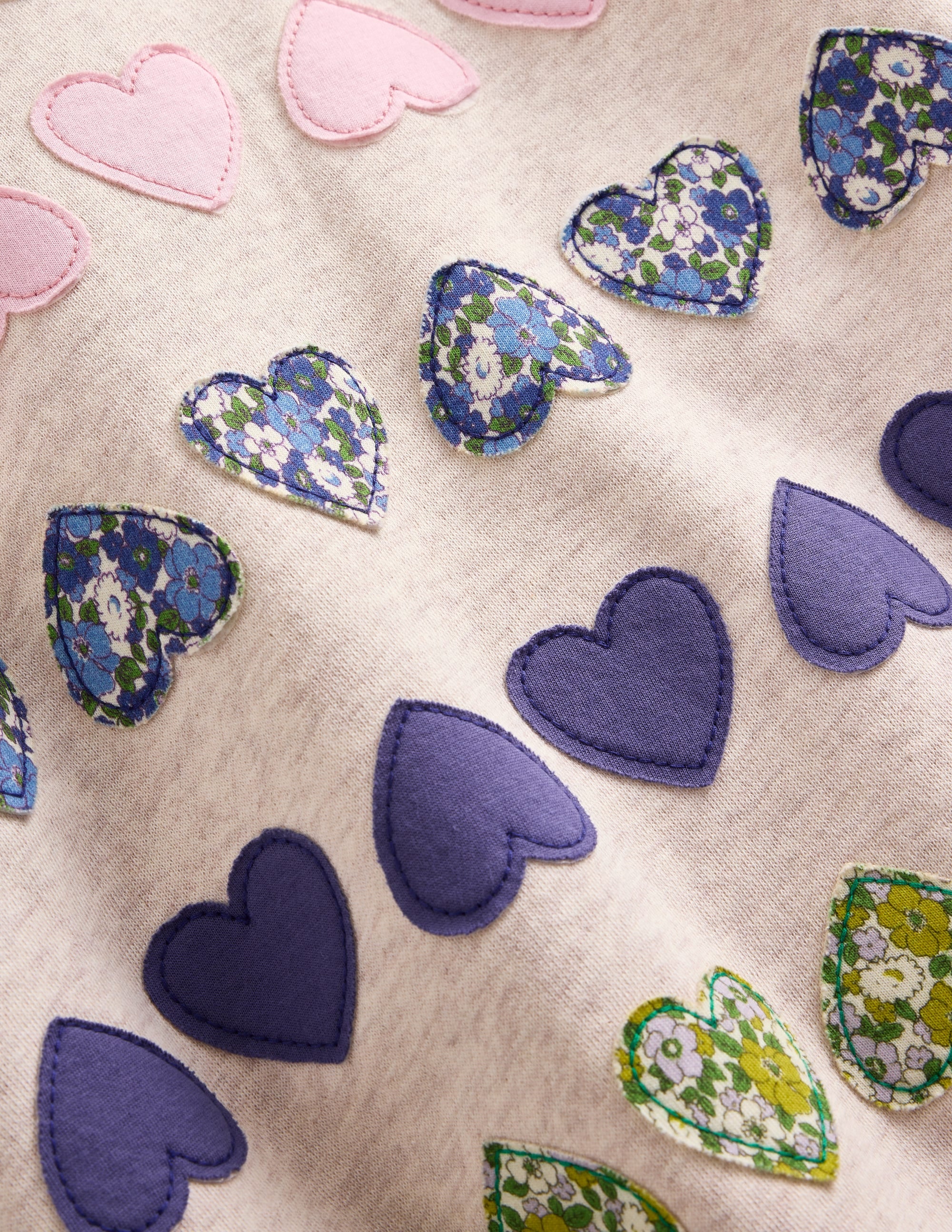 Ida Sweatshirt Appliqué Dress-Oatmeal Marl Heart - Image 3