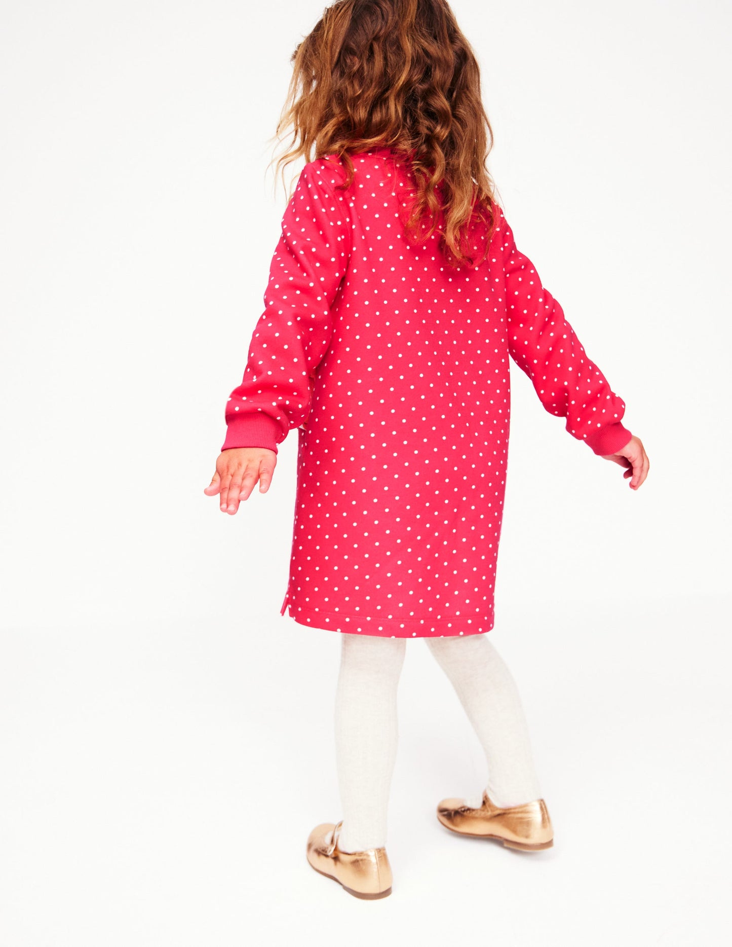 Ida Sweatshirt Appliqué Dress-Rose Pink Pin Spot Animals