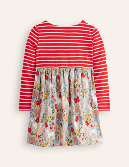 Hotchpotch Jersey Dress-Strawberry Red Pony Floral