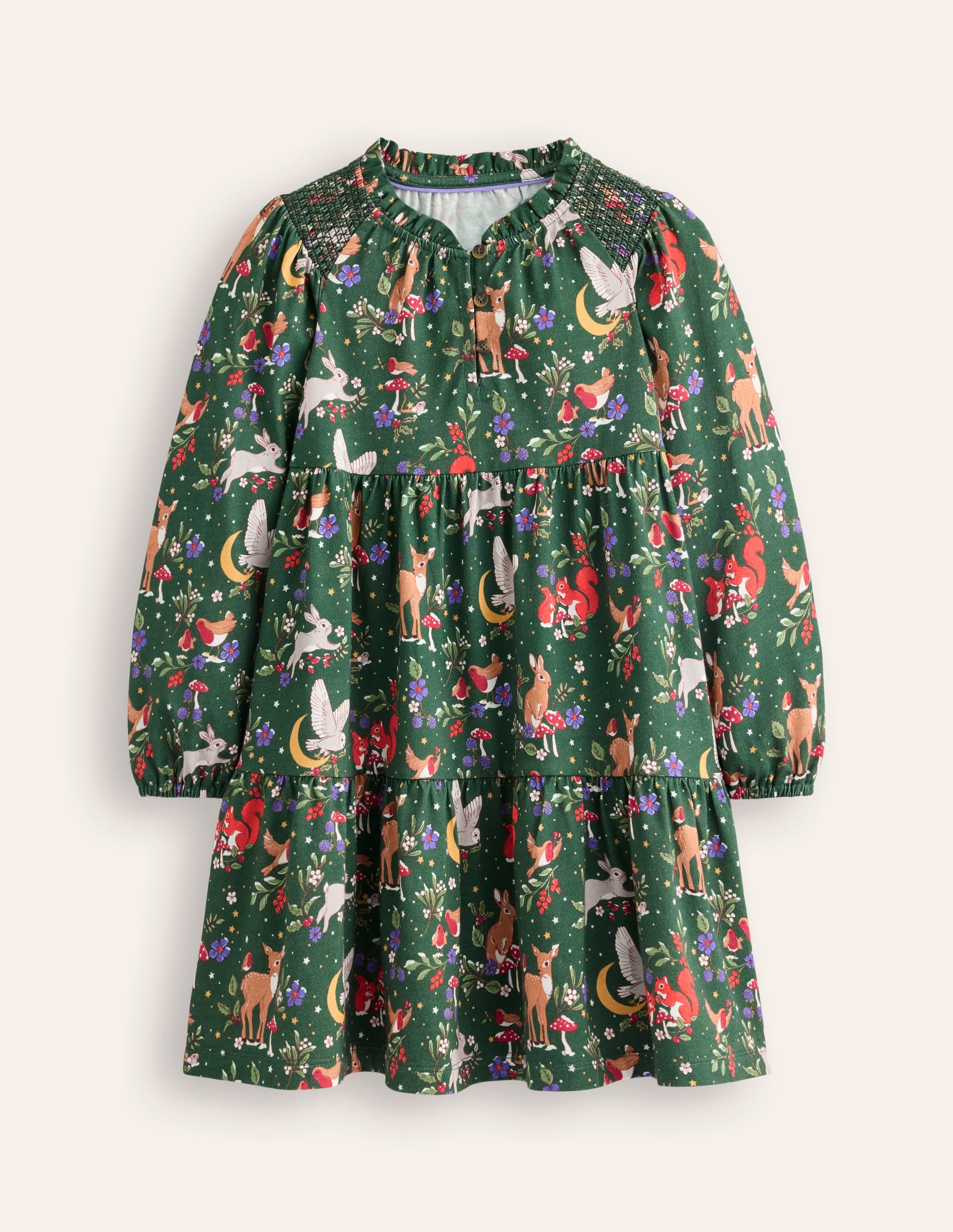 Robe en jersey à volants-Forêt de pins festive - Image 1
