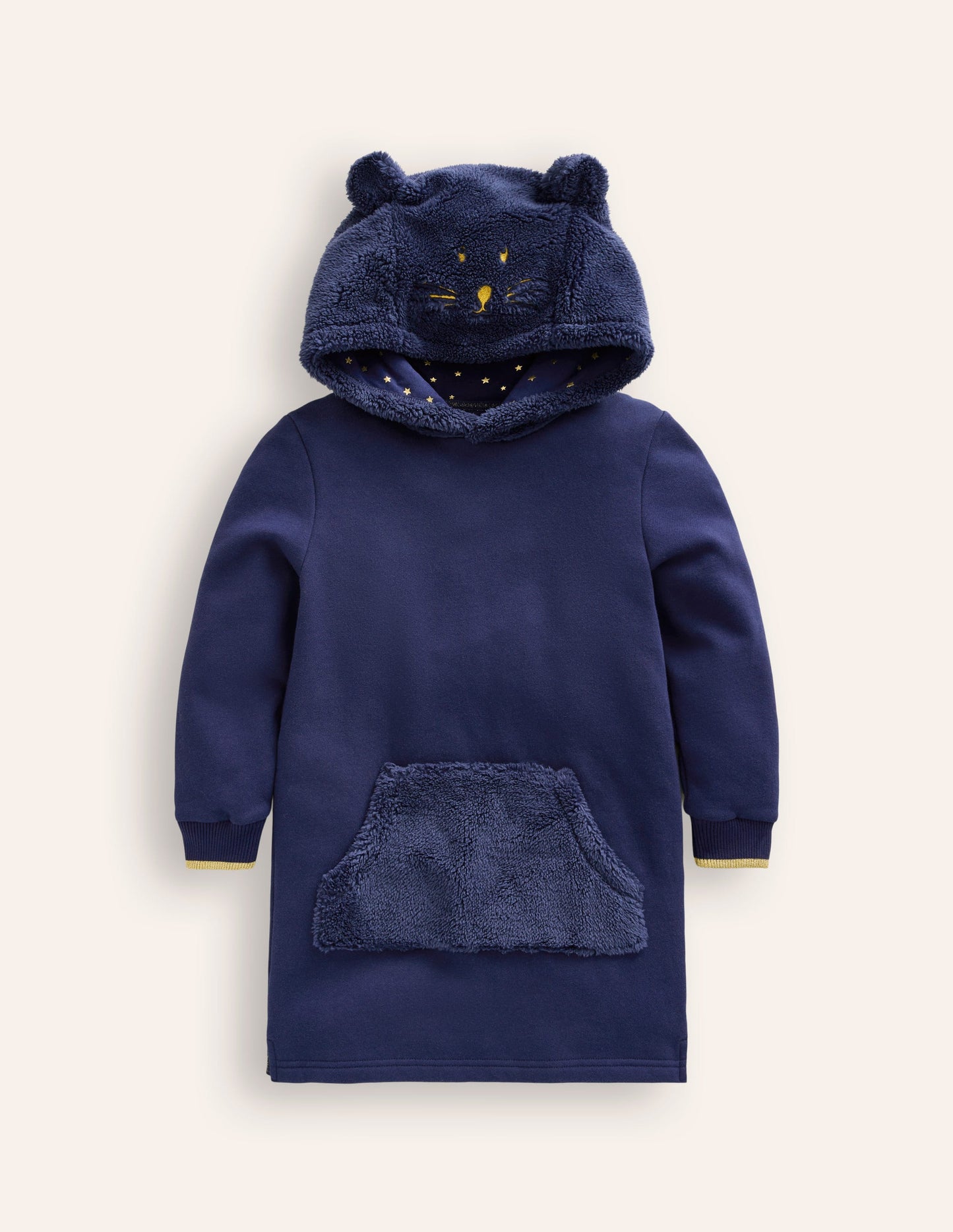 Originelles Fleece-Kapuzenkleid-Schuluniform-Navy, Katze