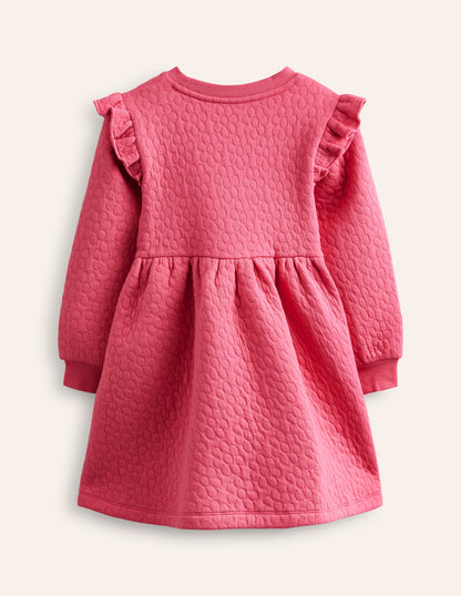 Robe-sweat à fleurs en jacquard-Rose pétale