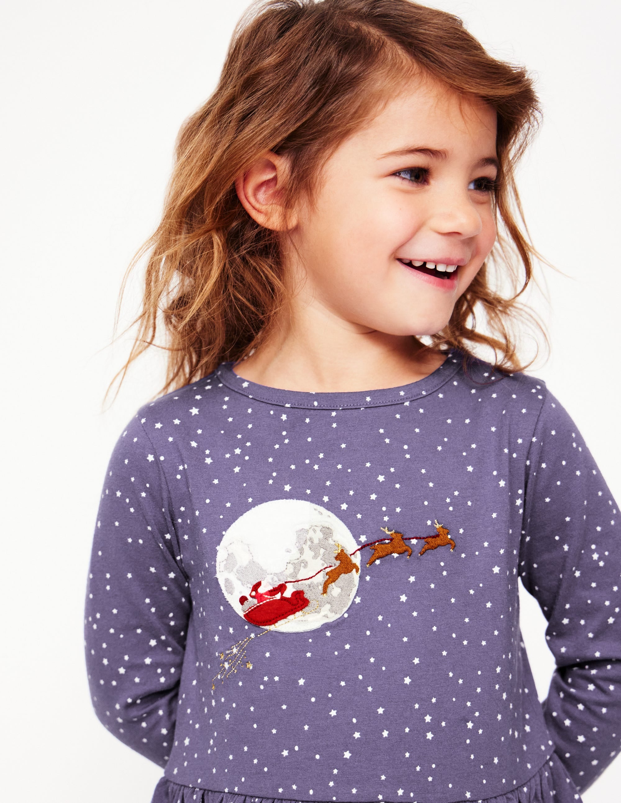 Robe en jersey avec appliqué sur l'ourlet-Noël bleu tribord doux - Image 3