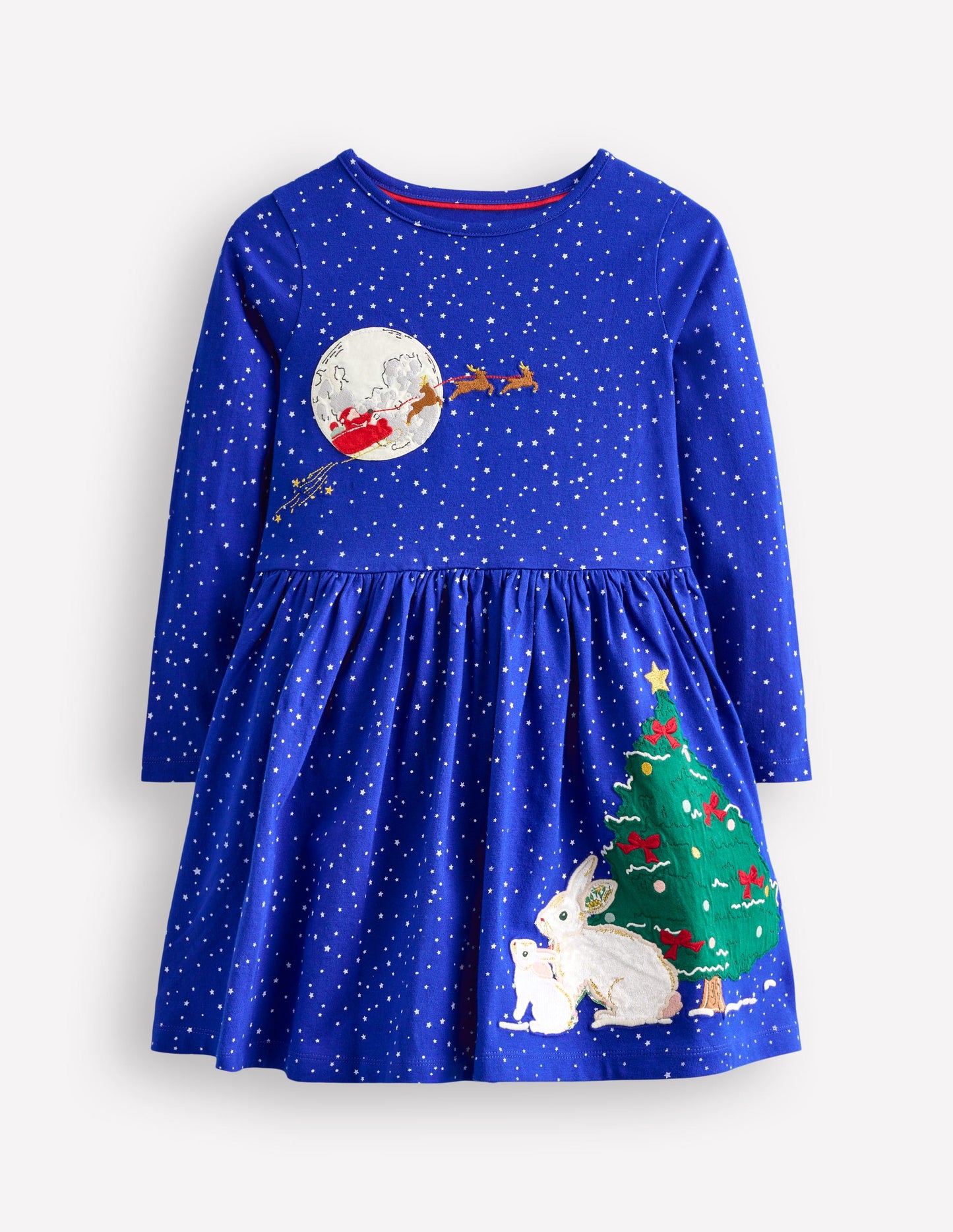 Robe en jersey avec appliqué sur l'ourlet-Noël bleu tribord doux