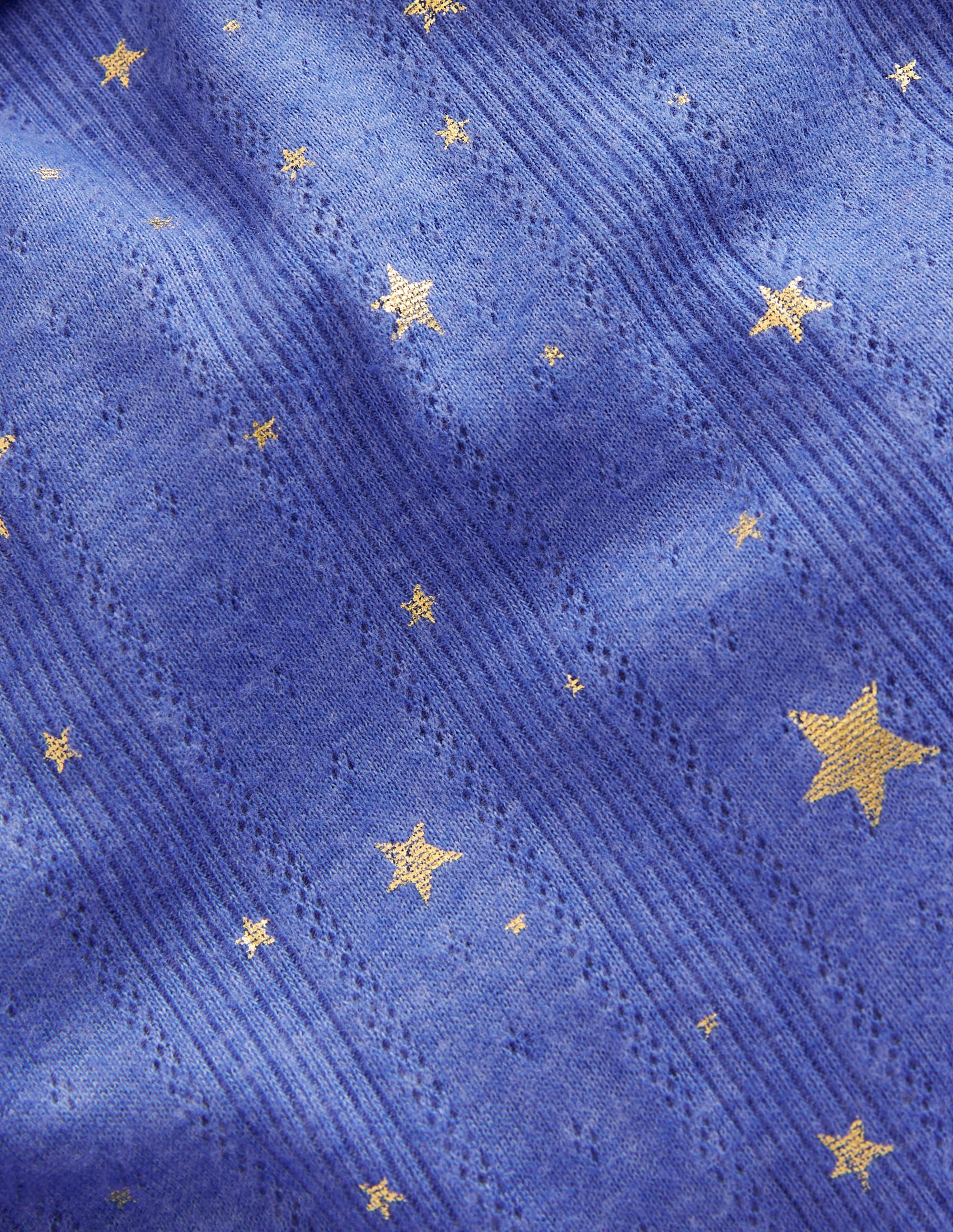 Top volanté scintillant en pointelle-Étoiles dorées métallisées geai bleu - Image 3