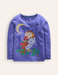 T-Shirt mit Superstitch-Design-Königliches Lila Eule