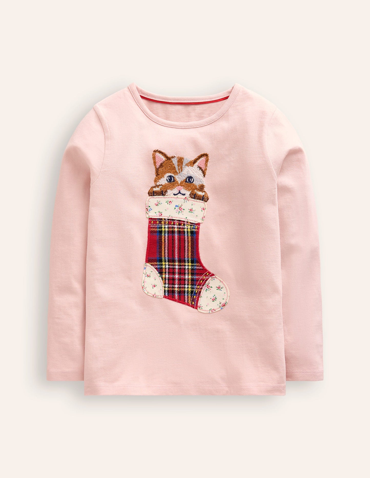 T-Shirt mit Superstitch-Design-Kreiderosa Katze