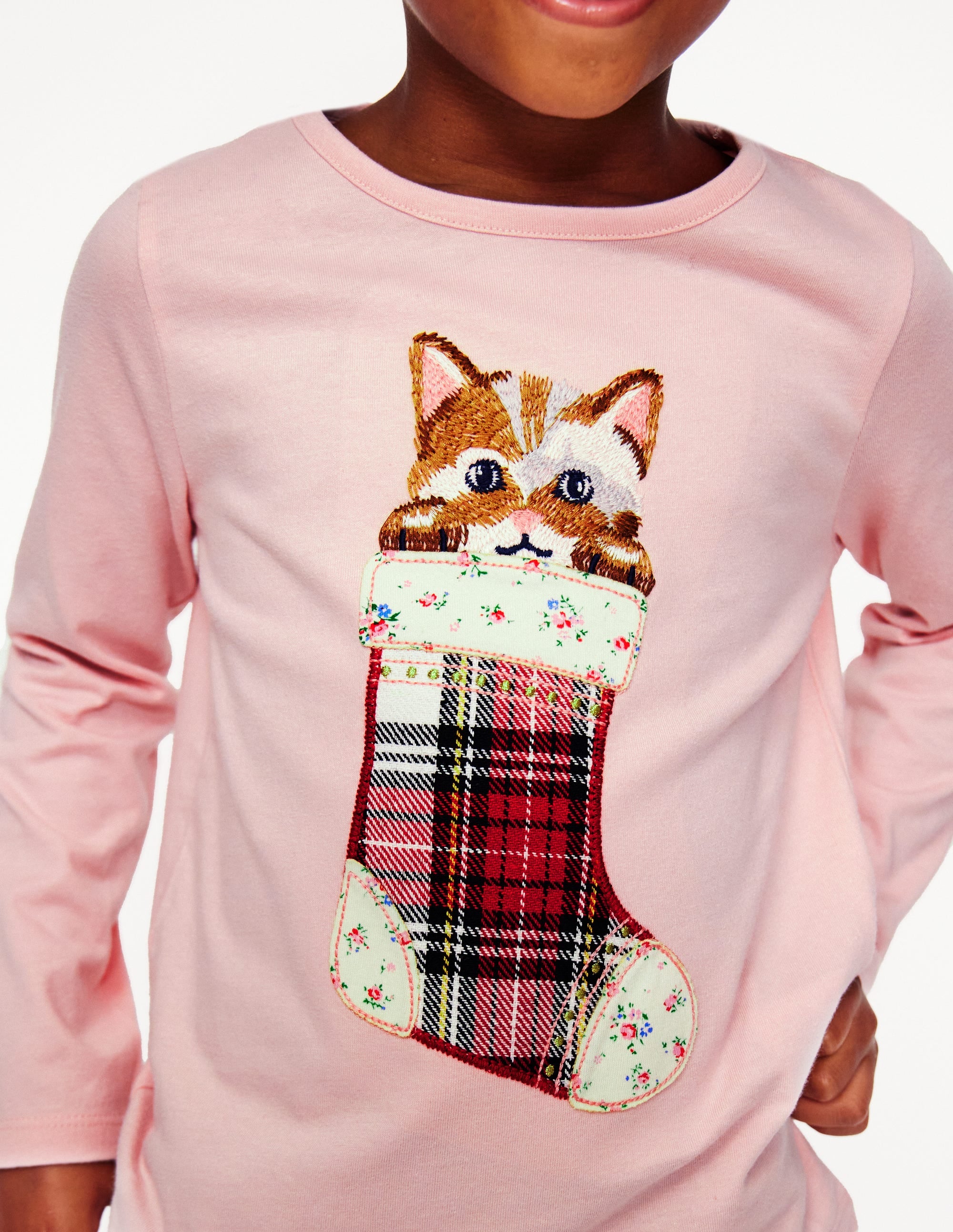 T-shirt à super surpiqûres-Chat rose craie - Image 3
