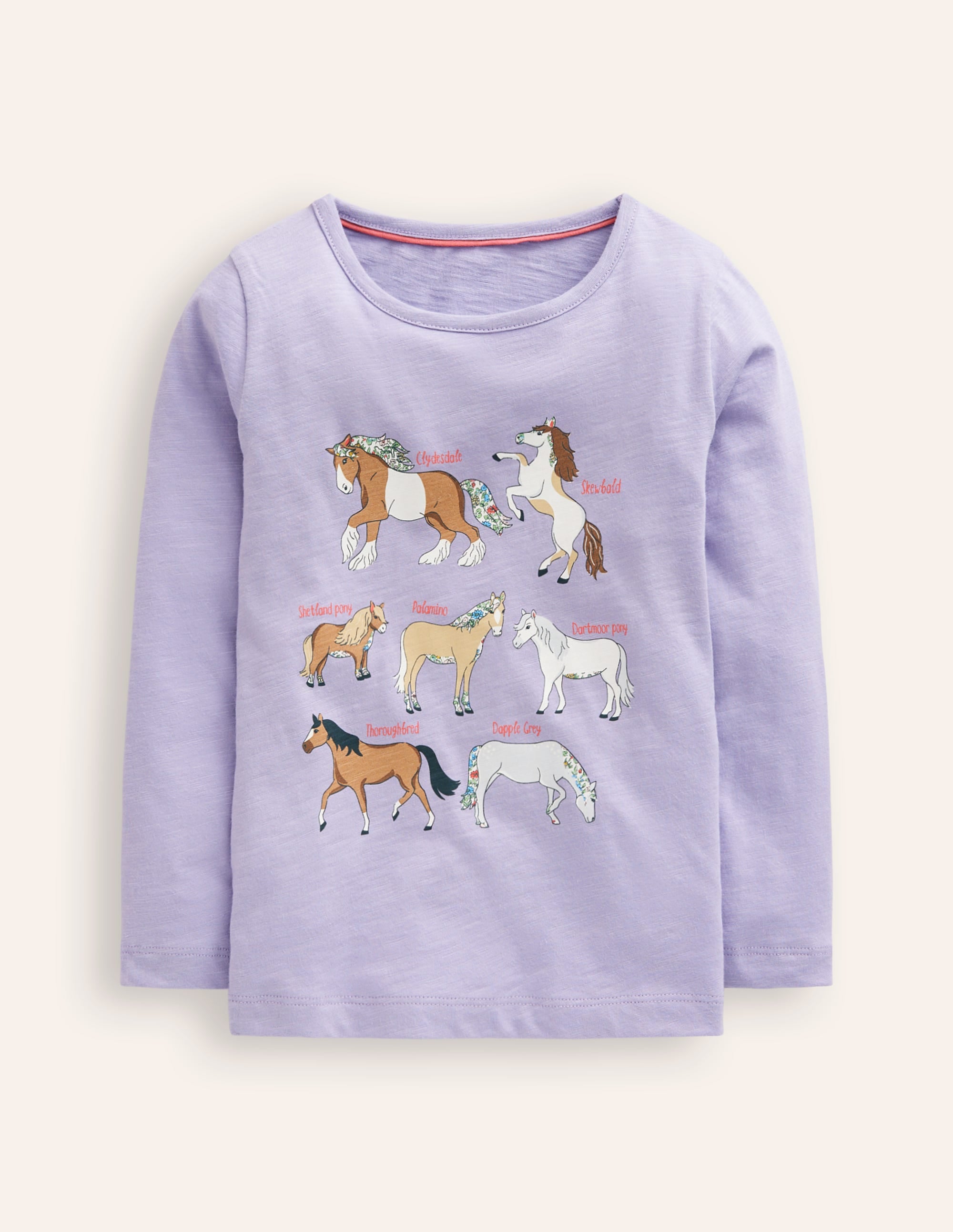 T-Shirt mit Grafikdruck-Nebliges Lavendel Pferde - Image 1