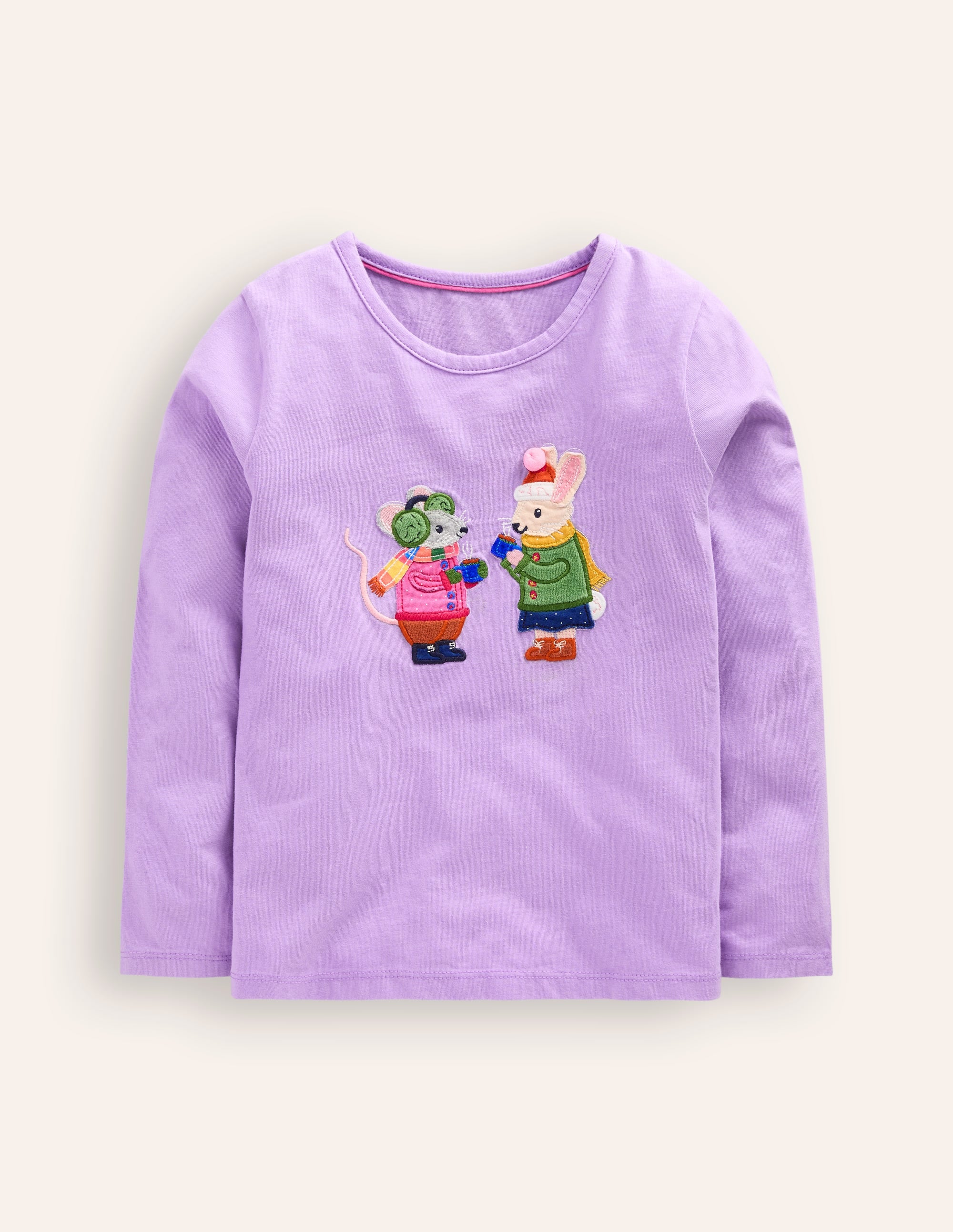 Top à manches longues et appliqué-Amis des bois violet aster - Image 1