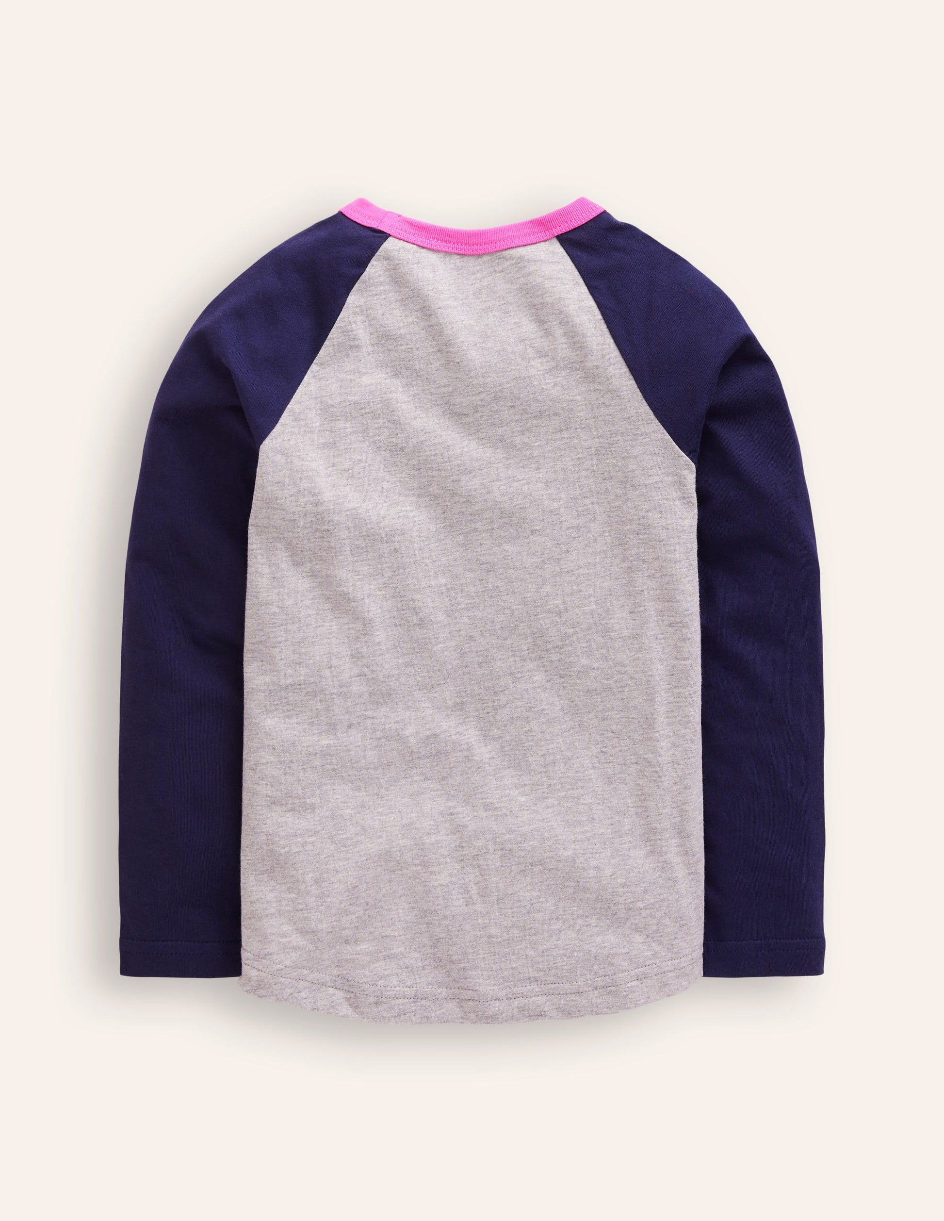 Raglan-T-Shirt mit Blockfarben-Schuluniform-Marineblau/Grau Meliert Sterne-2