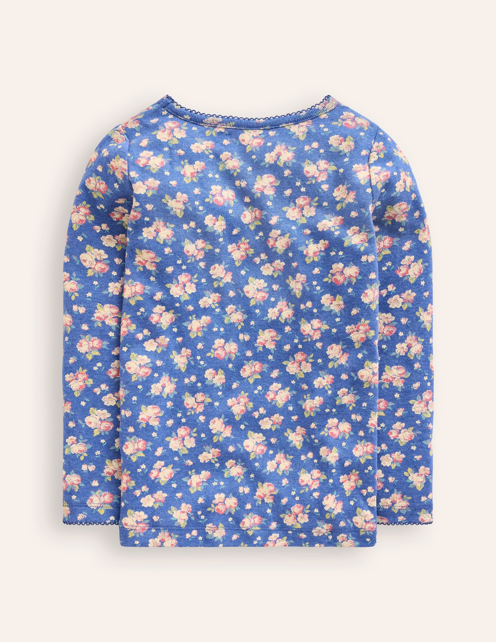 Top manches longues en pointelle-Toile de Jouy cerise - Image 2